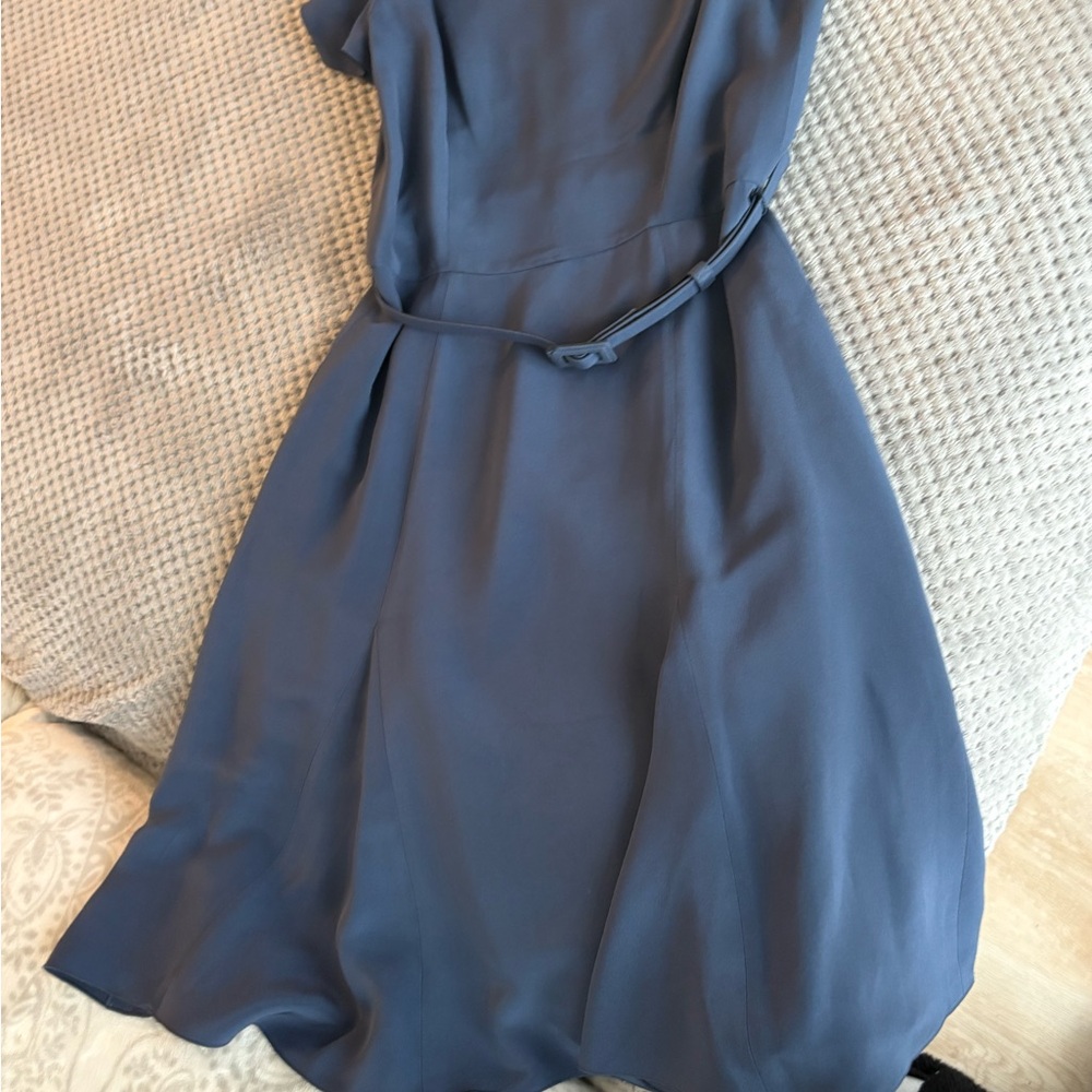 Carolina Herrera Classic Blue Belted Midi Dress - Picture 6 of 15